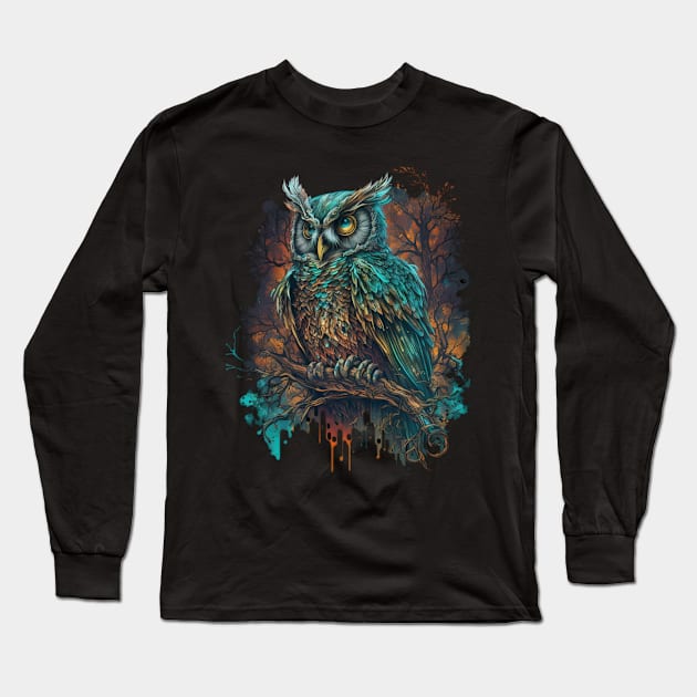 Owl Long Sleeve T-Shirt by Discover Madness